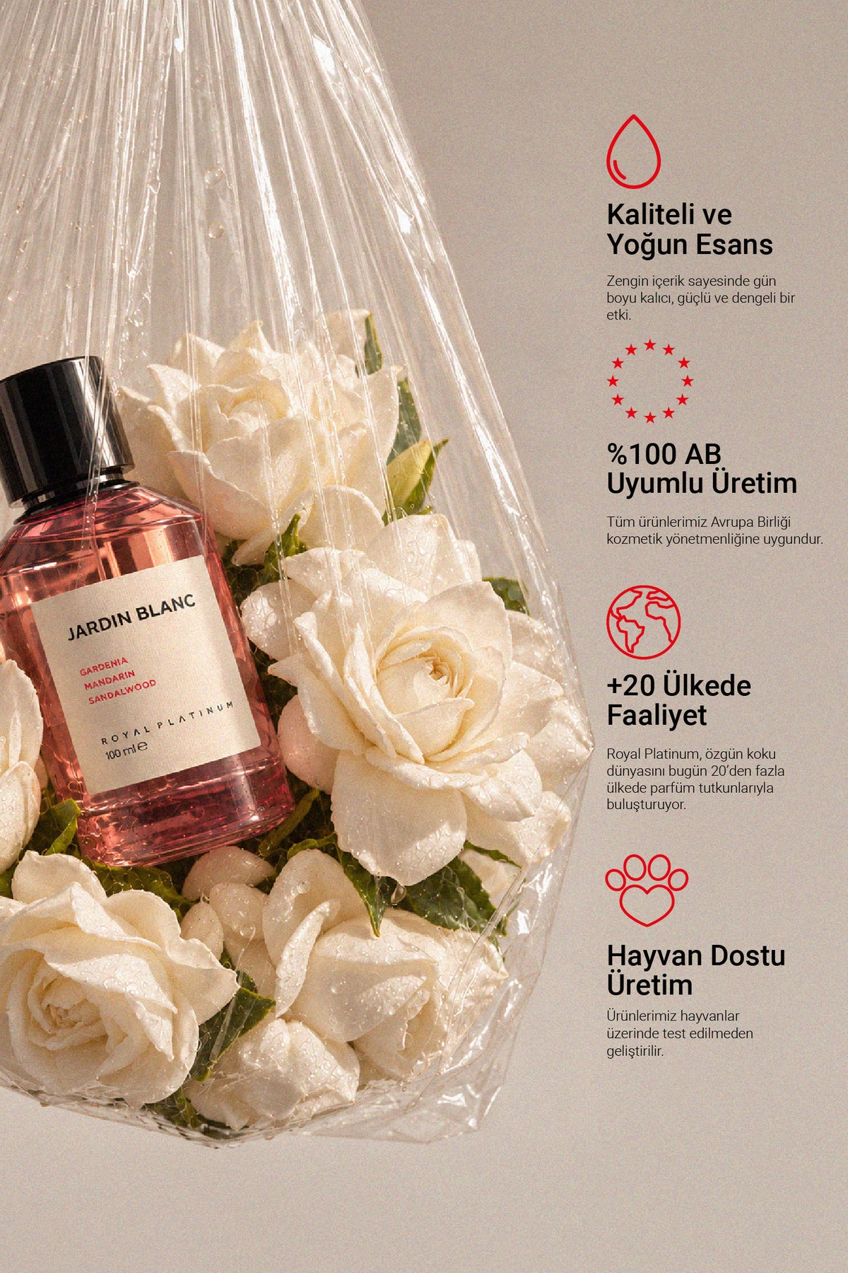 Jardin Blanc Kadın EXTRAIT DE PARFUM 100 ML Gardenya - Mandalina - Sandal Ağacı | Çiçeksi Seri