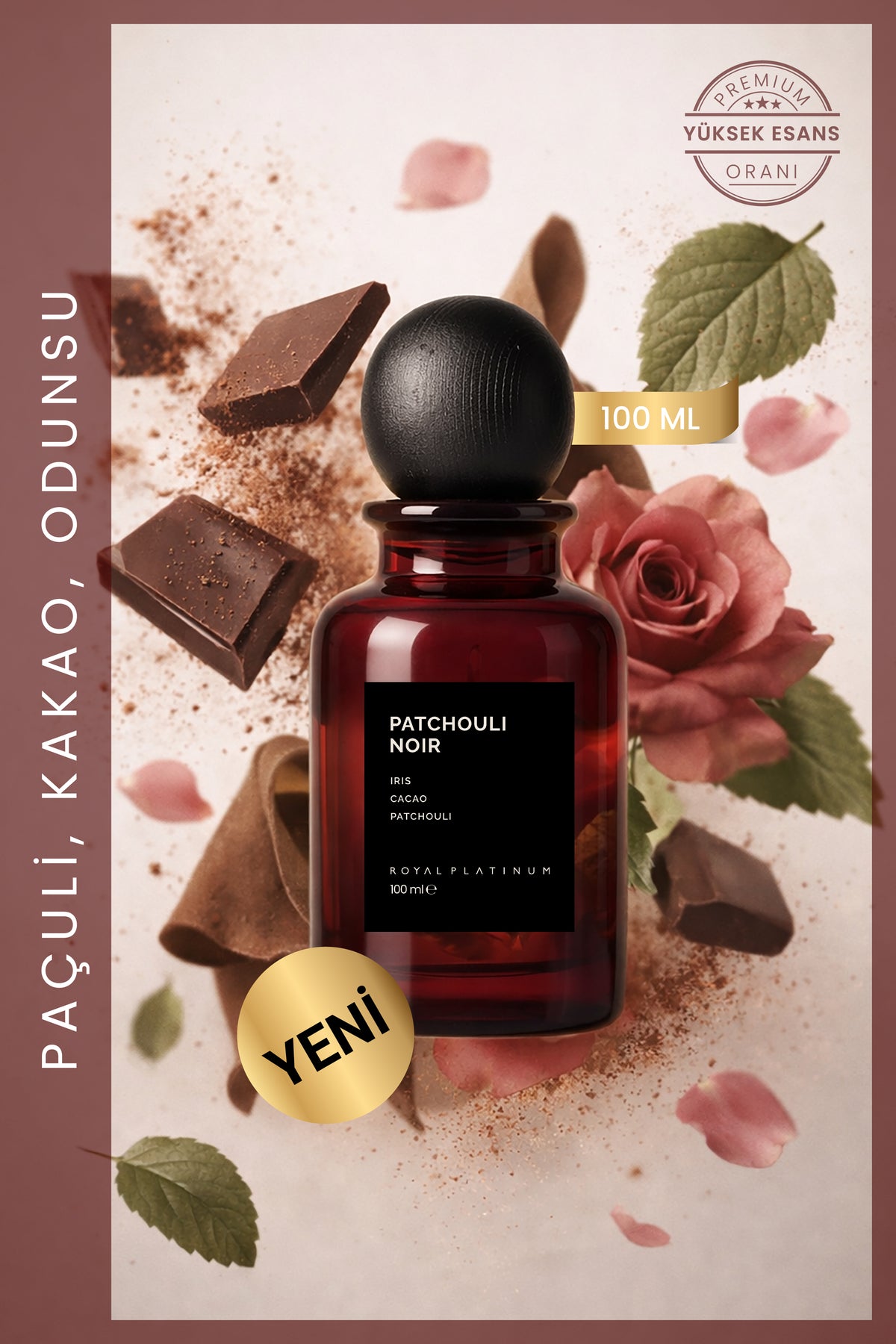 Patchouli Noir Unisex EXTRAIT DE PARFUM 100 ML İris Çiçeği - Kakao - Paçuli | Oryantal Seri