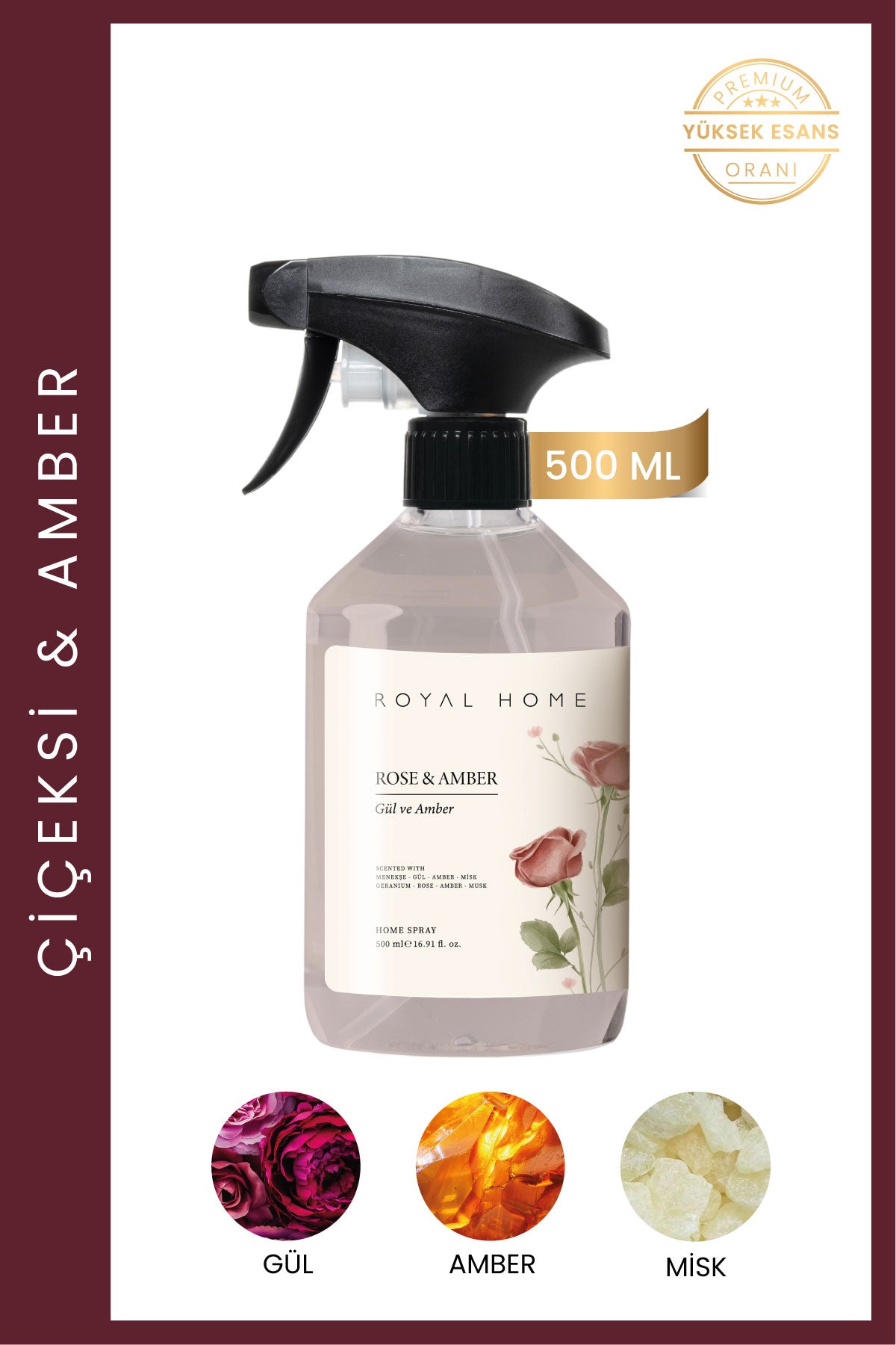 Rose & Amber Oda Spreyi 500 ML | Tatlı Seri