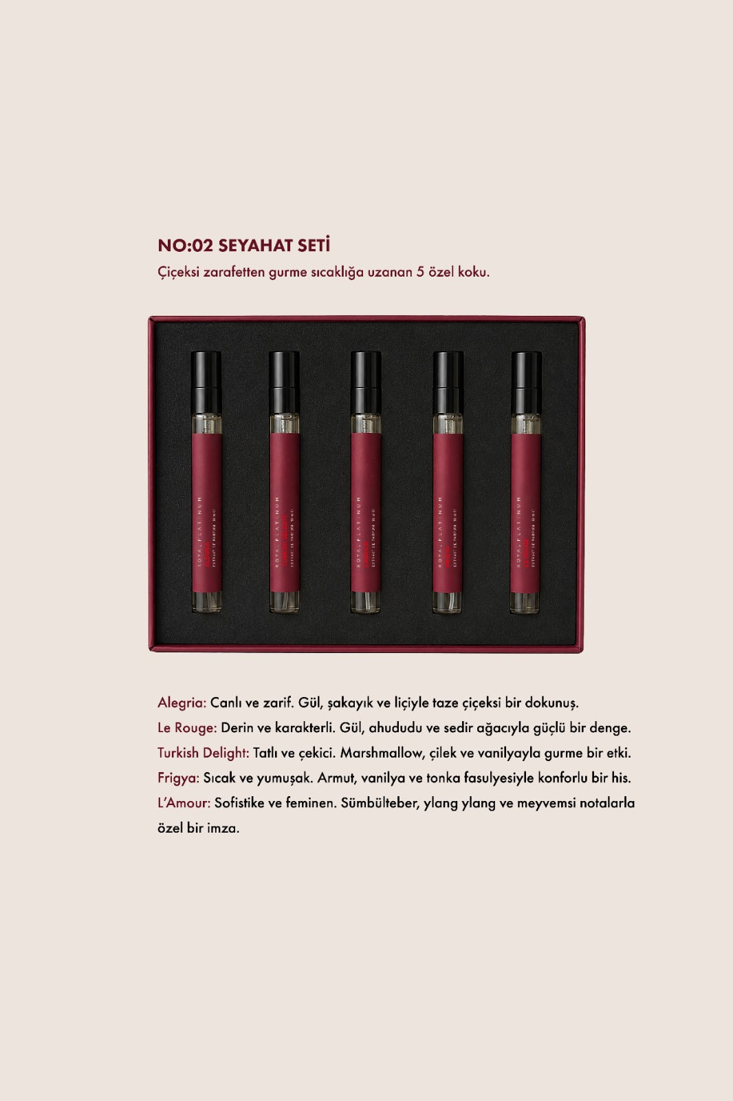 NO 2 Kadın Parfüm Seti (Seyahat Seti) EDP 5x10 ML Çiçeksi - Oryantal - Gurme
