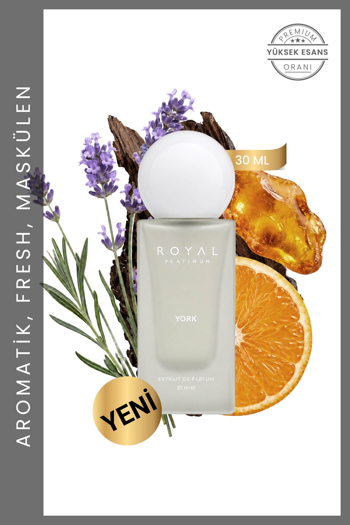 York Erkek EXTRAIT DE PARFUM 30 ML Lavanta - Mandalina - Amber | Ferah Seri